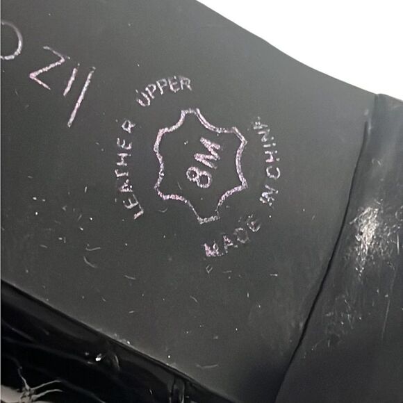 Liz Claiborne Bea Dark Blue Patent Leather Croc Embossed Slingback Heels Size 8 - Picture 9 of 10